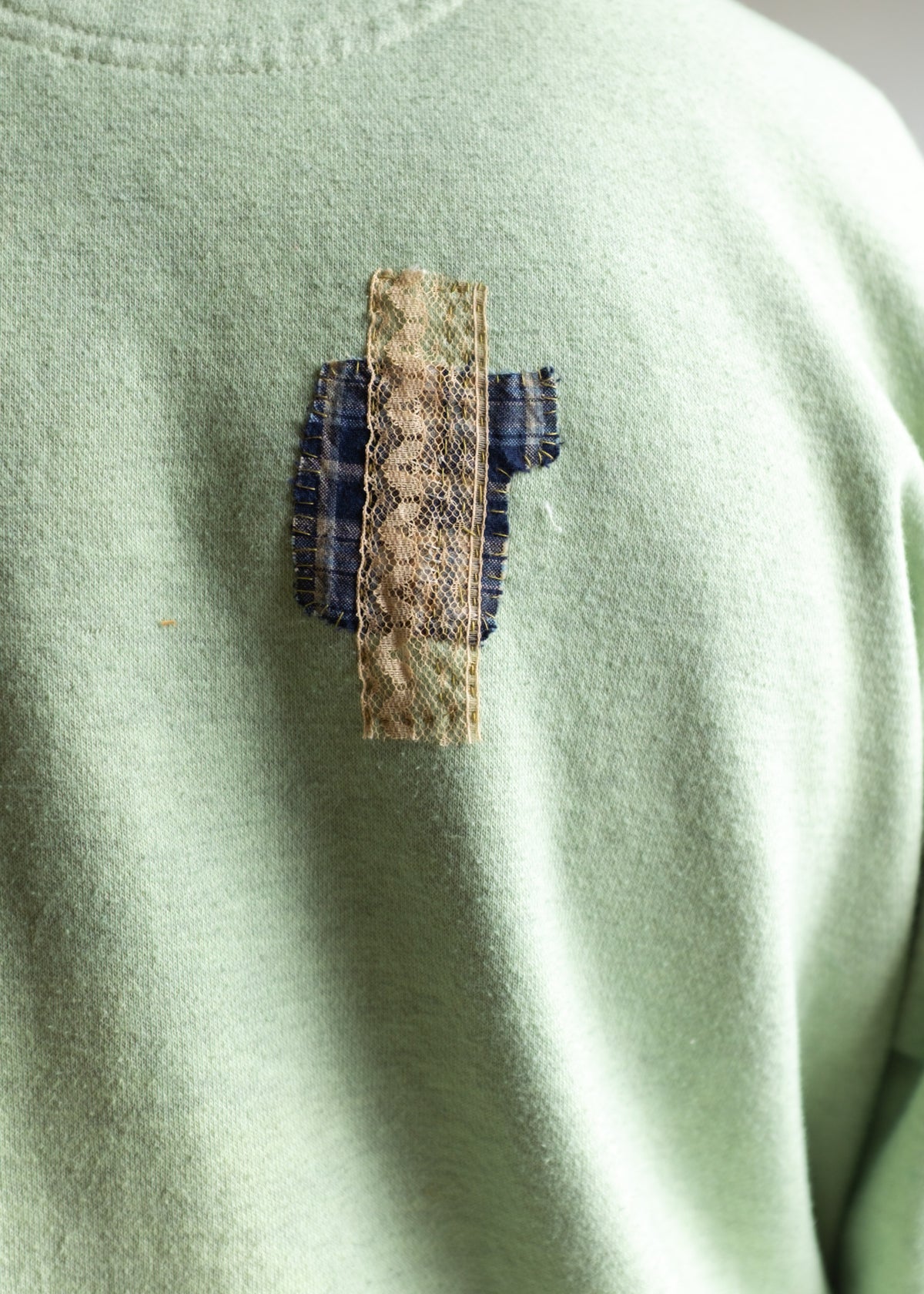 Green Overdye Quarter Zip Sweatshirt