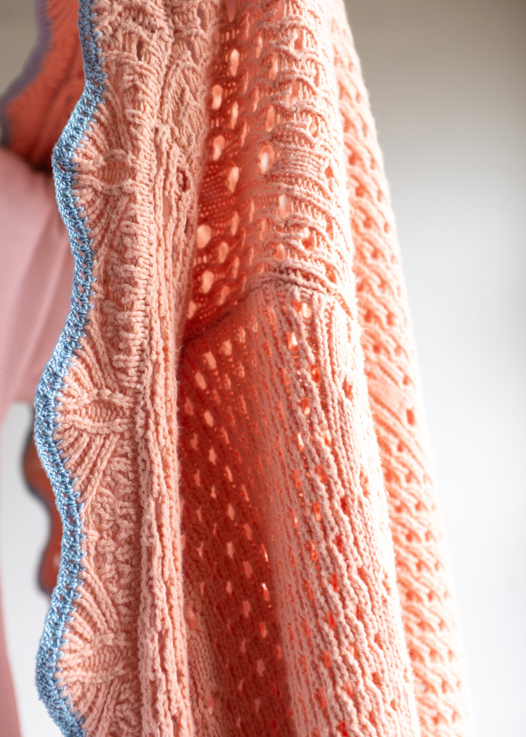 Coral Knit Cardigan w Crochet Trim