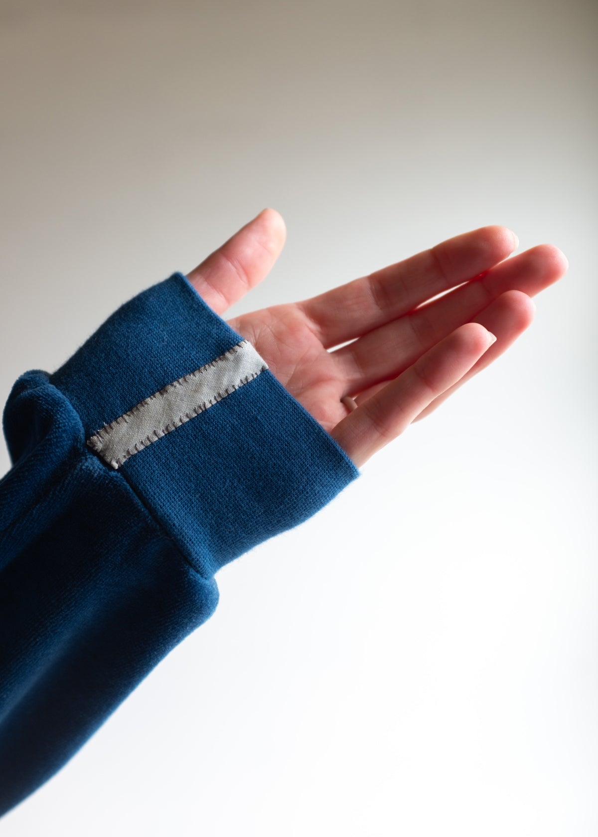 Blue 3 Button Velour Top w Star Patch