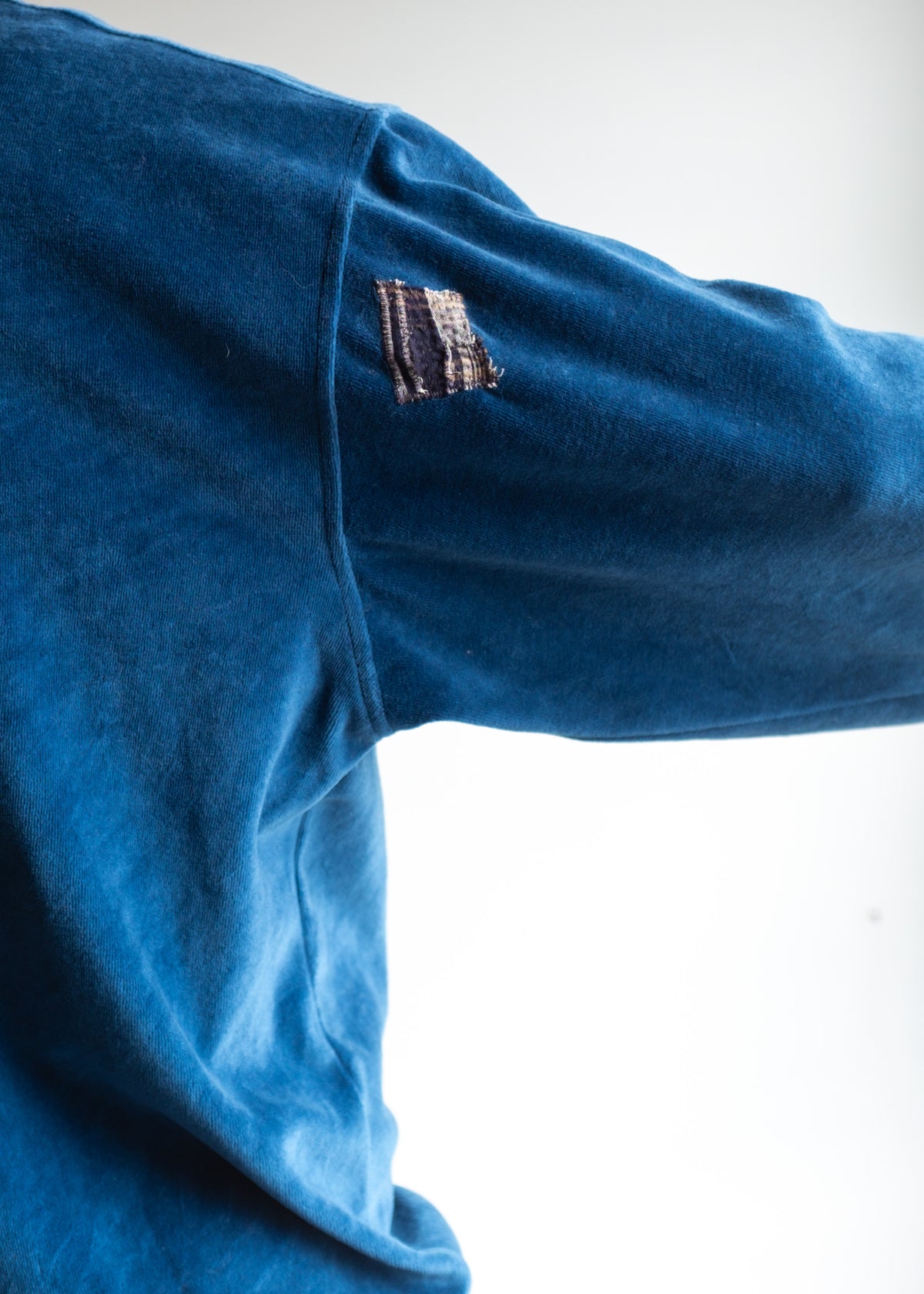 Blue 3 Button Velour Top w Star Patch