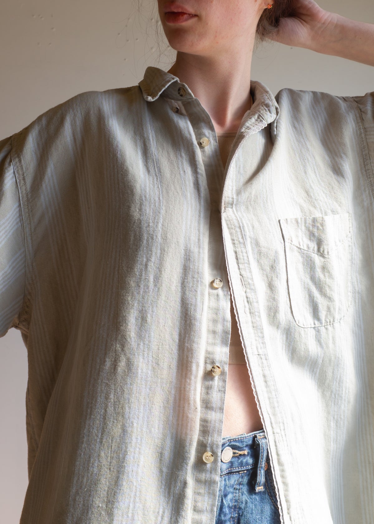 Overdyed Blue/Grey SS BU Trim up center