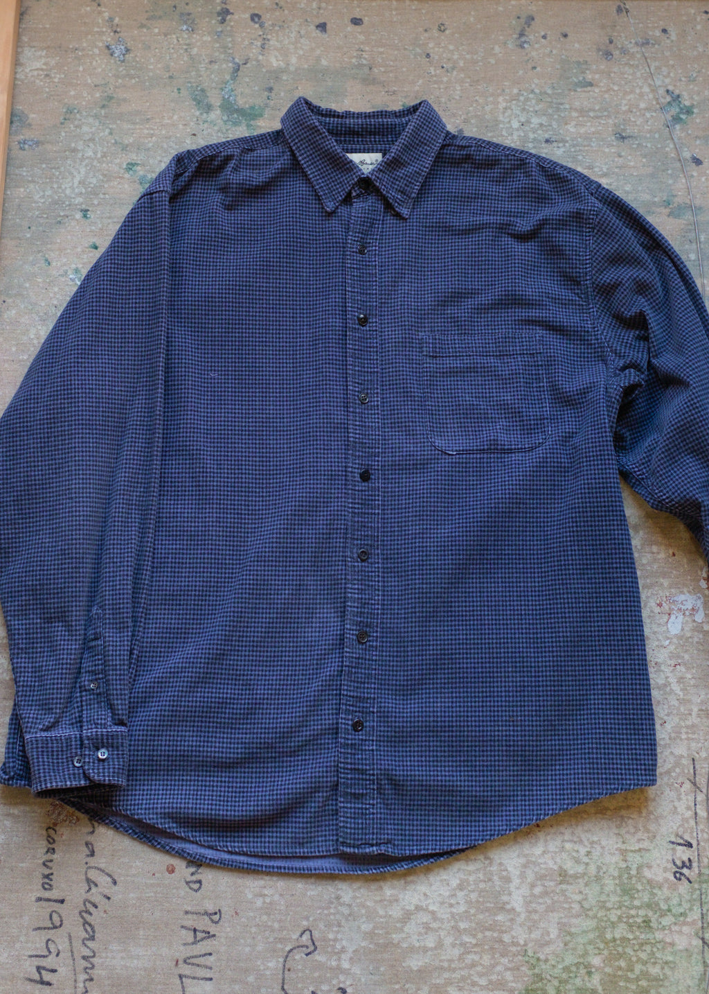 Blue/Black LS BU Cord w Button Flower