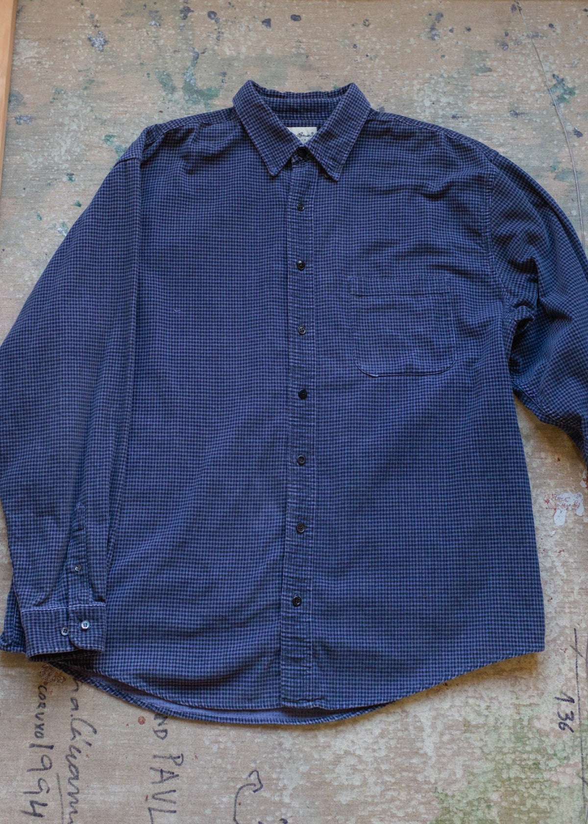 Blue/Black LS BU Cord w Button Flower