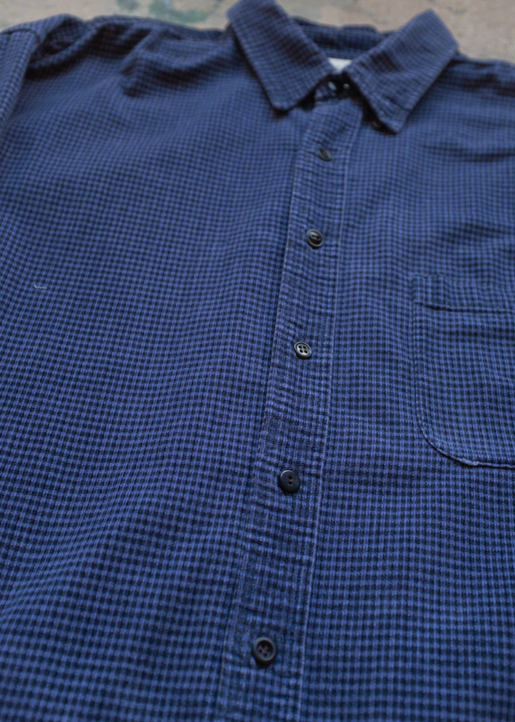 Blue/Black LS BU Cord w Button Flower