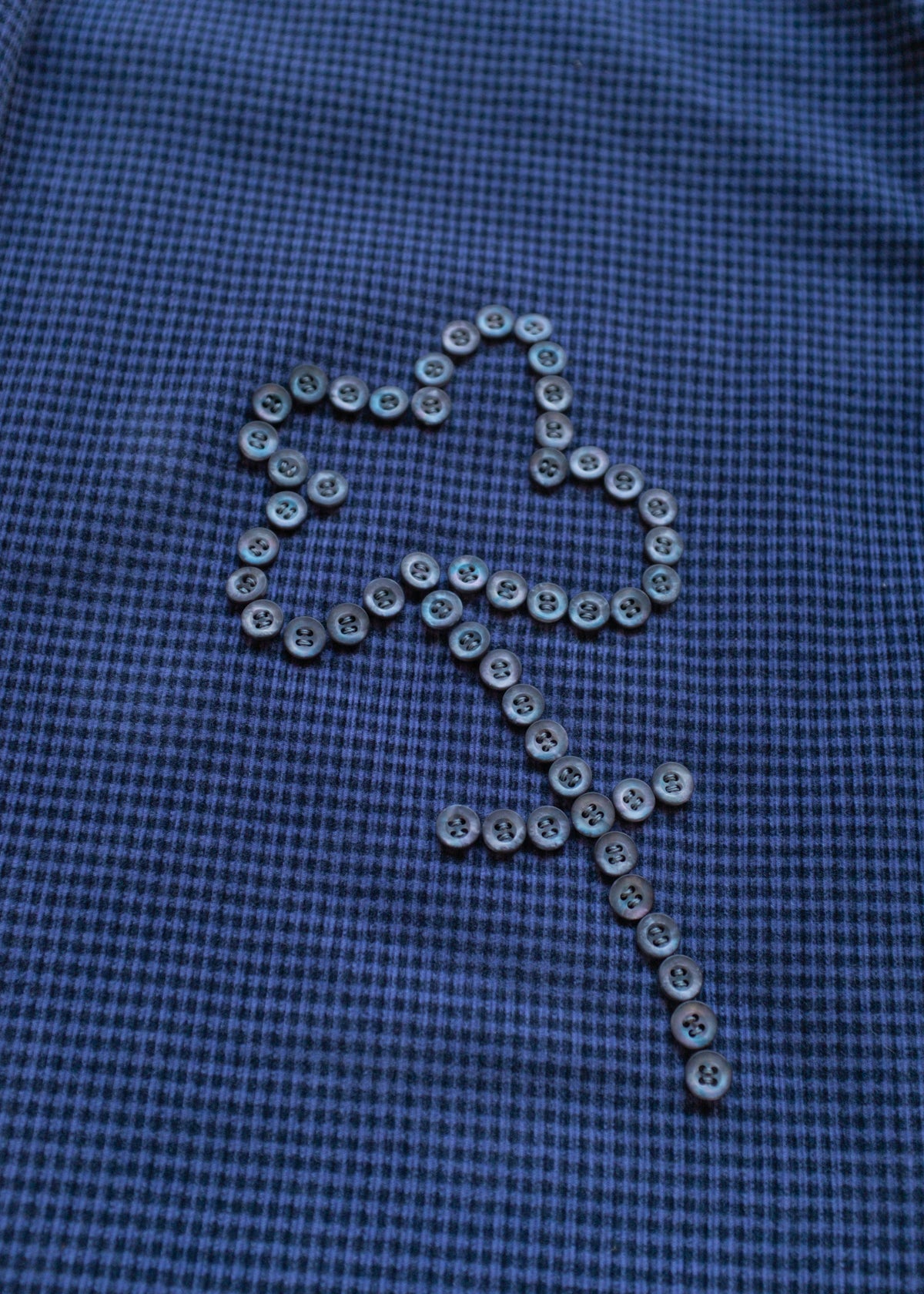 Blue/Black LS BU Cord w Button Flower
