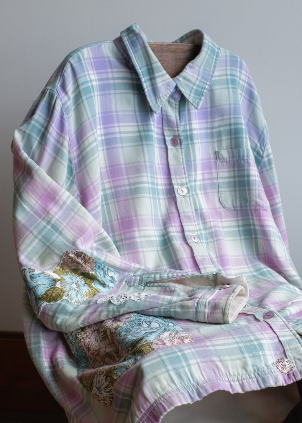 Purple/Green LS Fleece Lined Flannel