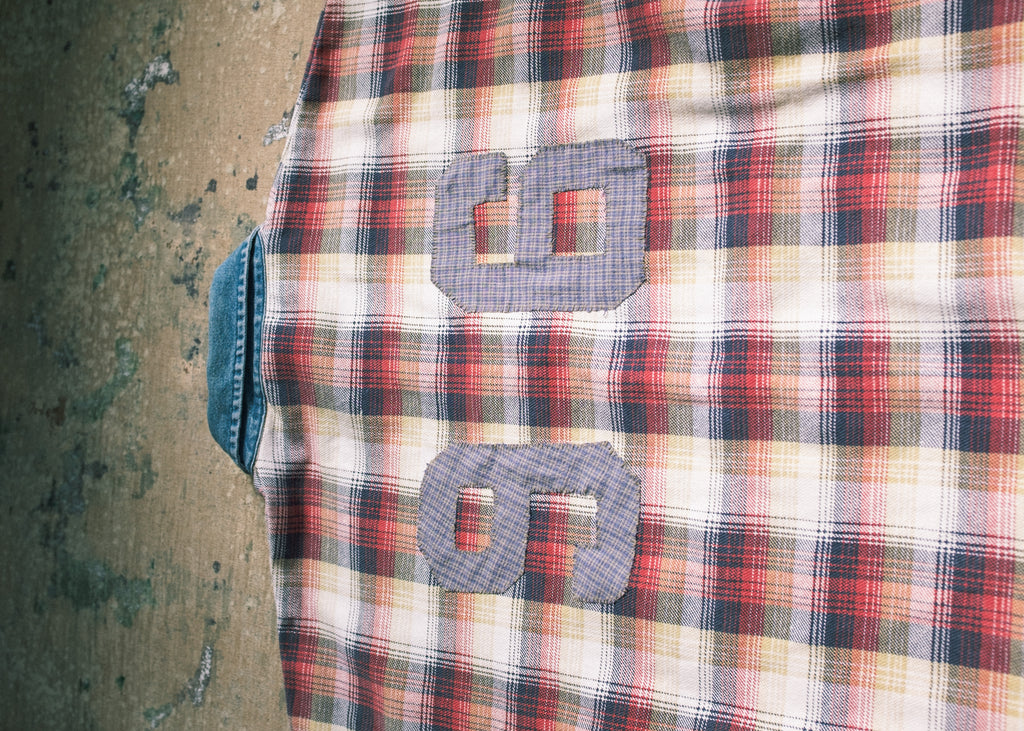 Red/Blue Plaid LS Polo w 96 back Patch