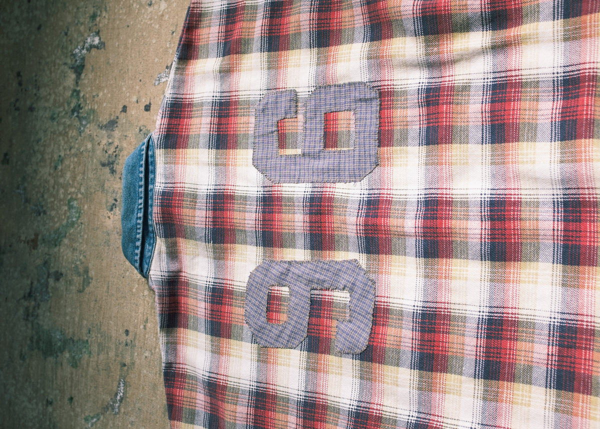 Red/Blue Plaid LS Polo w 96 back Patch