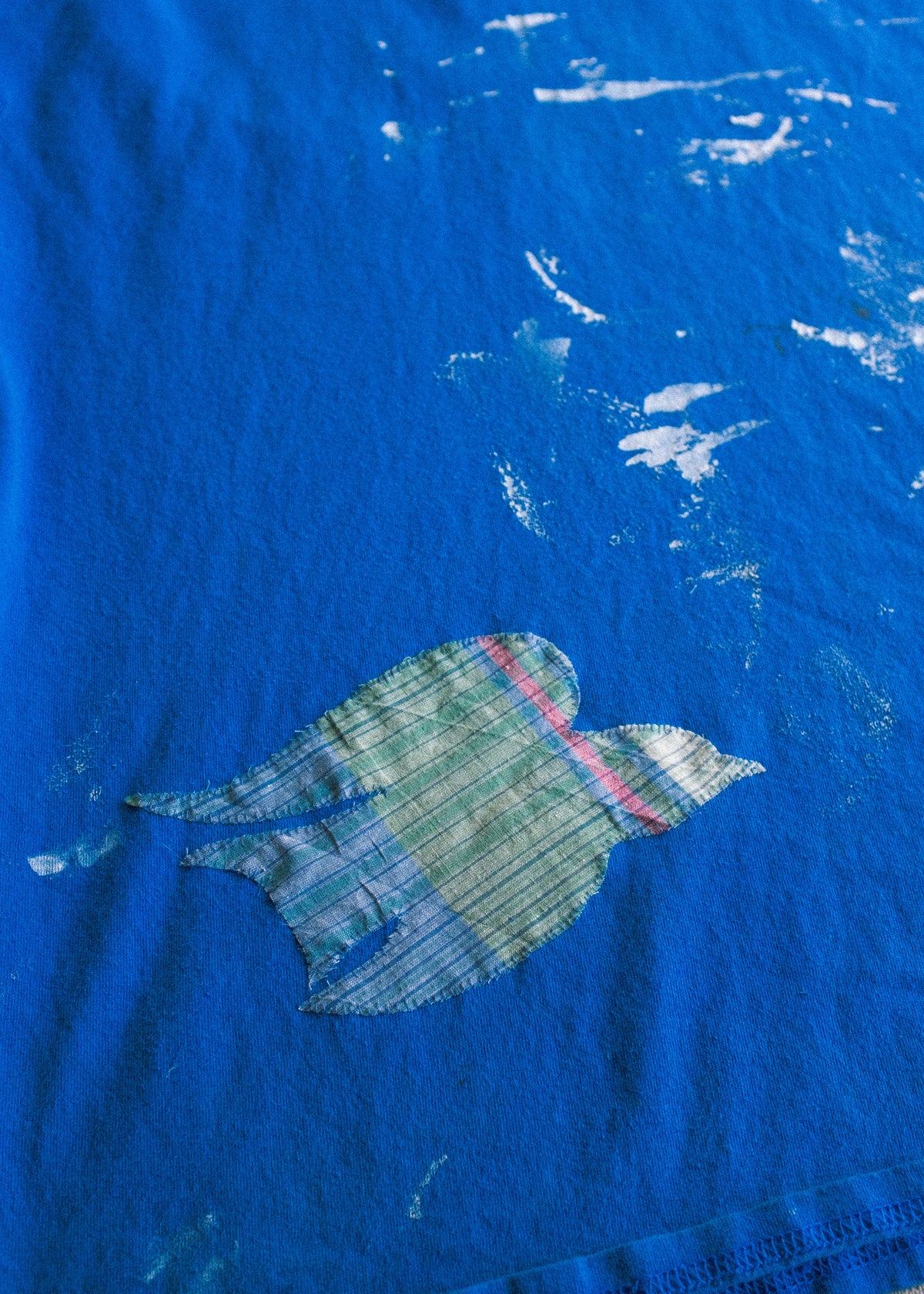 Blue Tee w Paint/Bird Patch