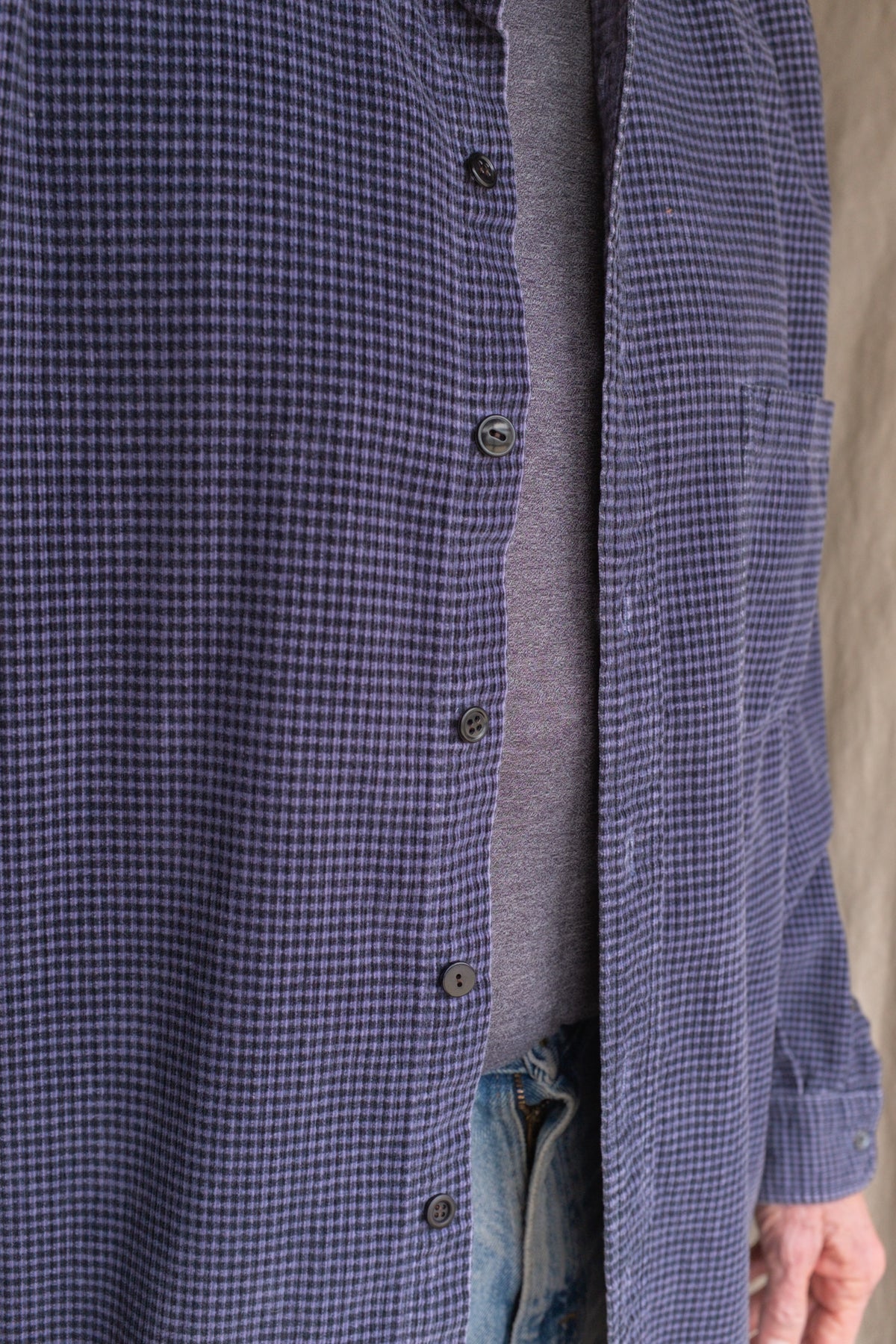 Blue/Black LS BU Cord w Button Flower