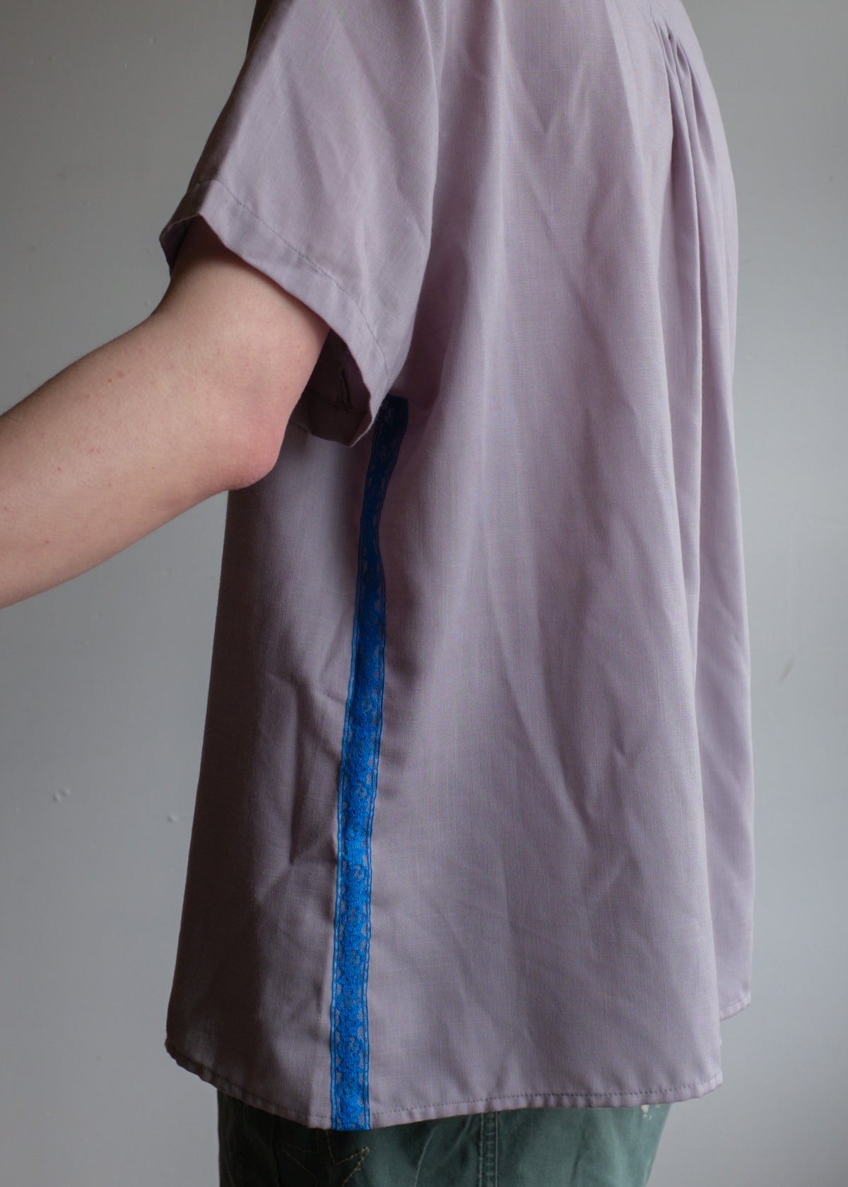 Grey Workshirt w blue Trim Detail