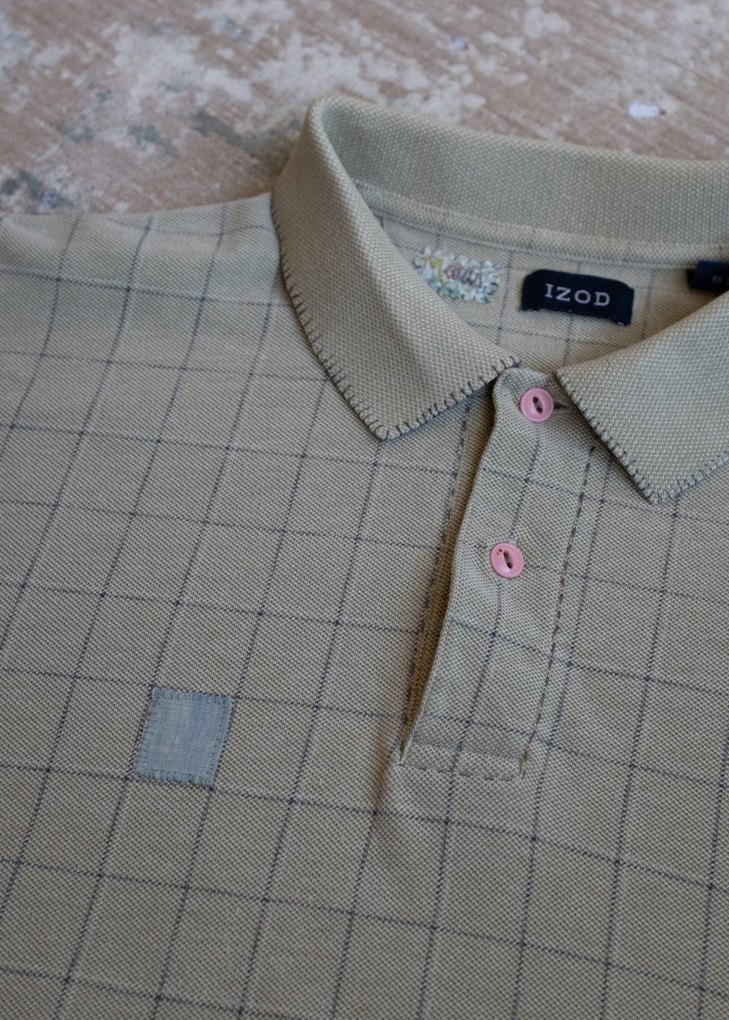 Green SS Polo w Stitch Detail