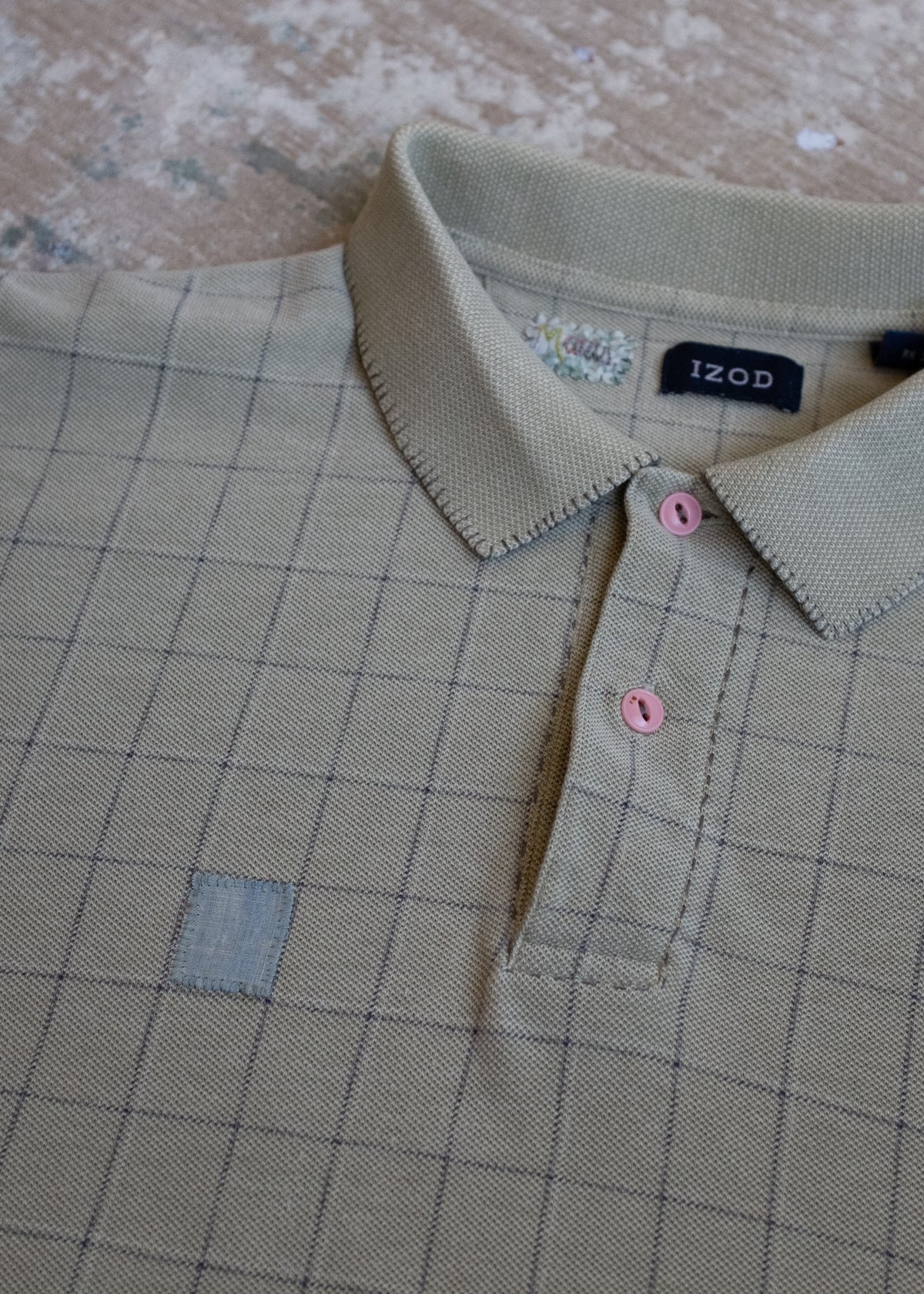 Green SS Polo w Stitch Detail