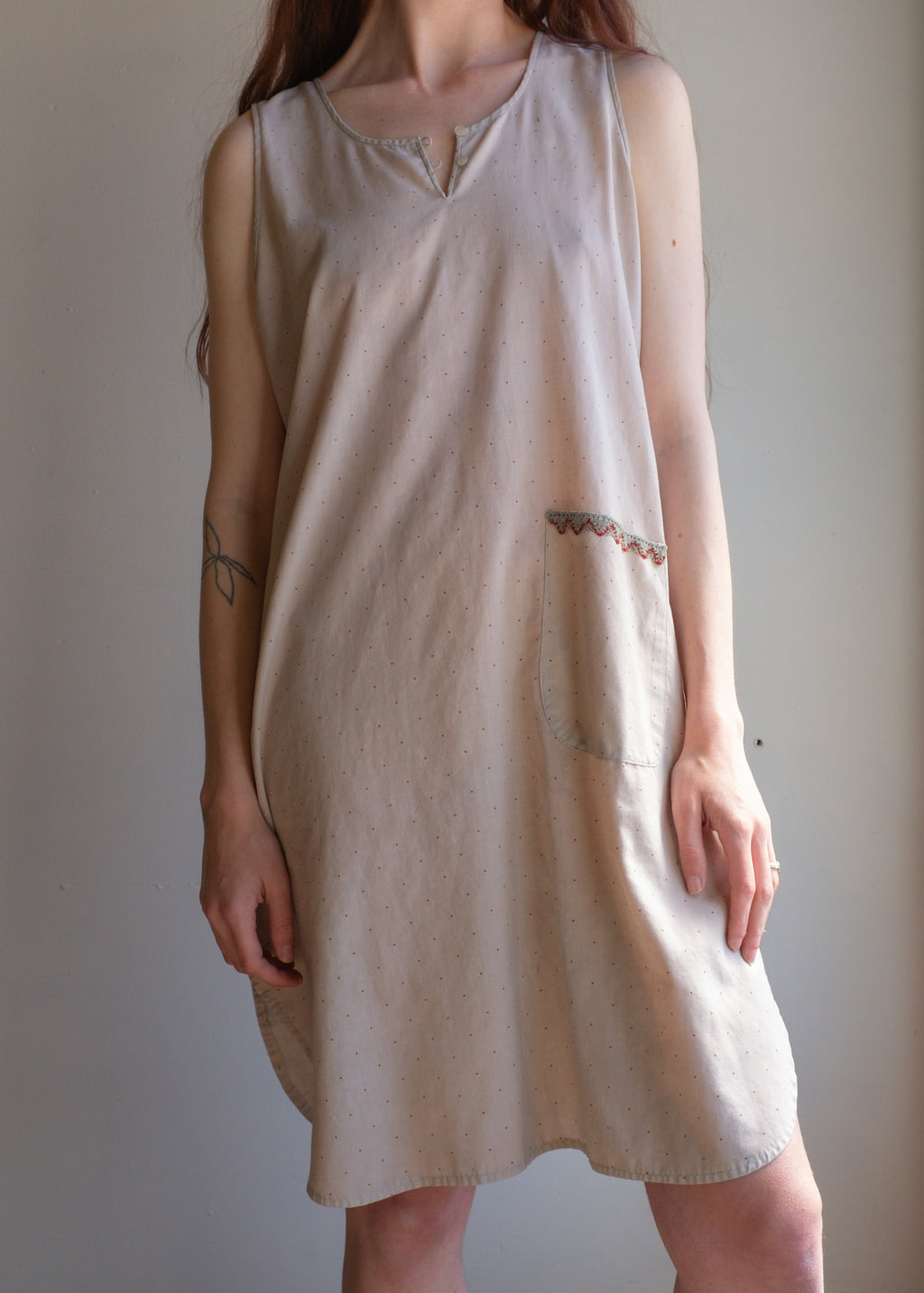 Overdyed Grey Slip Dress w Repair