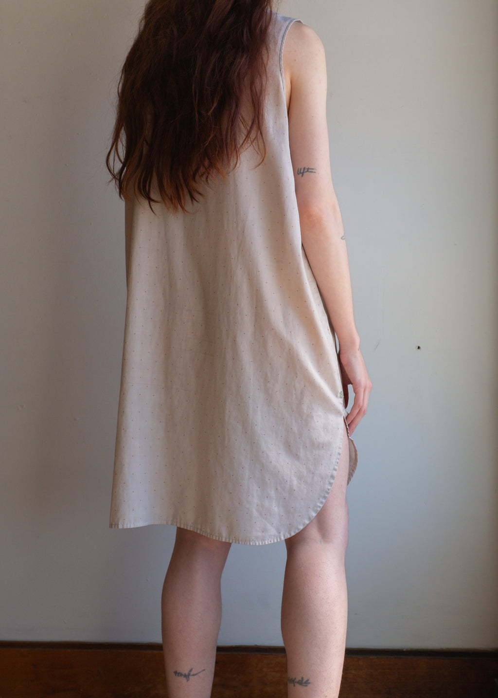 Overdyed Grey Slip Dress w Repair