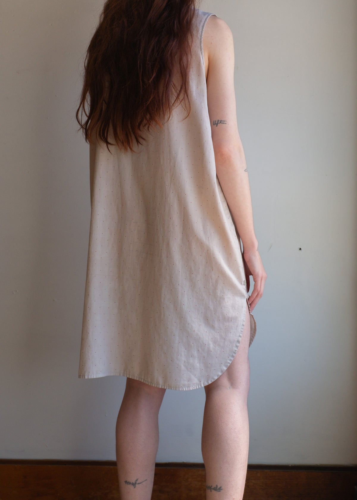 Overdyed Grey Slip Dress w Repair