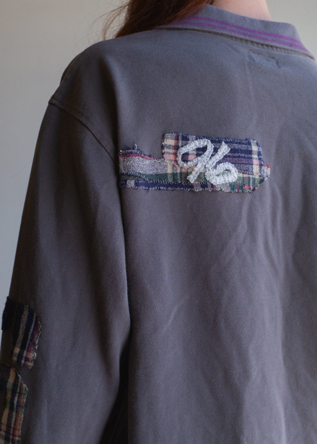 Grey LS Polo w 96 Patches