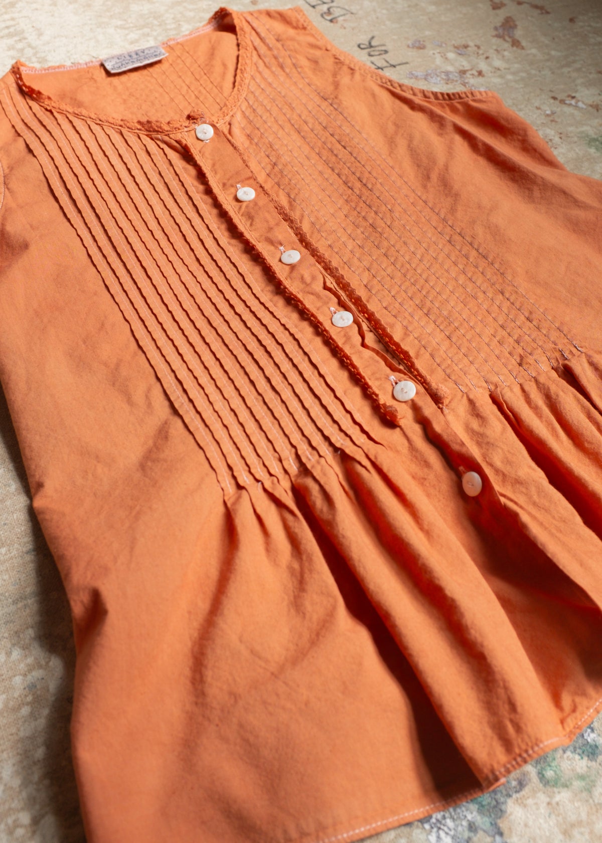 Overydyed Orange Sleeveless Blouse