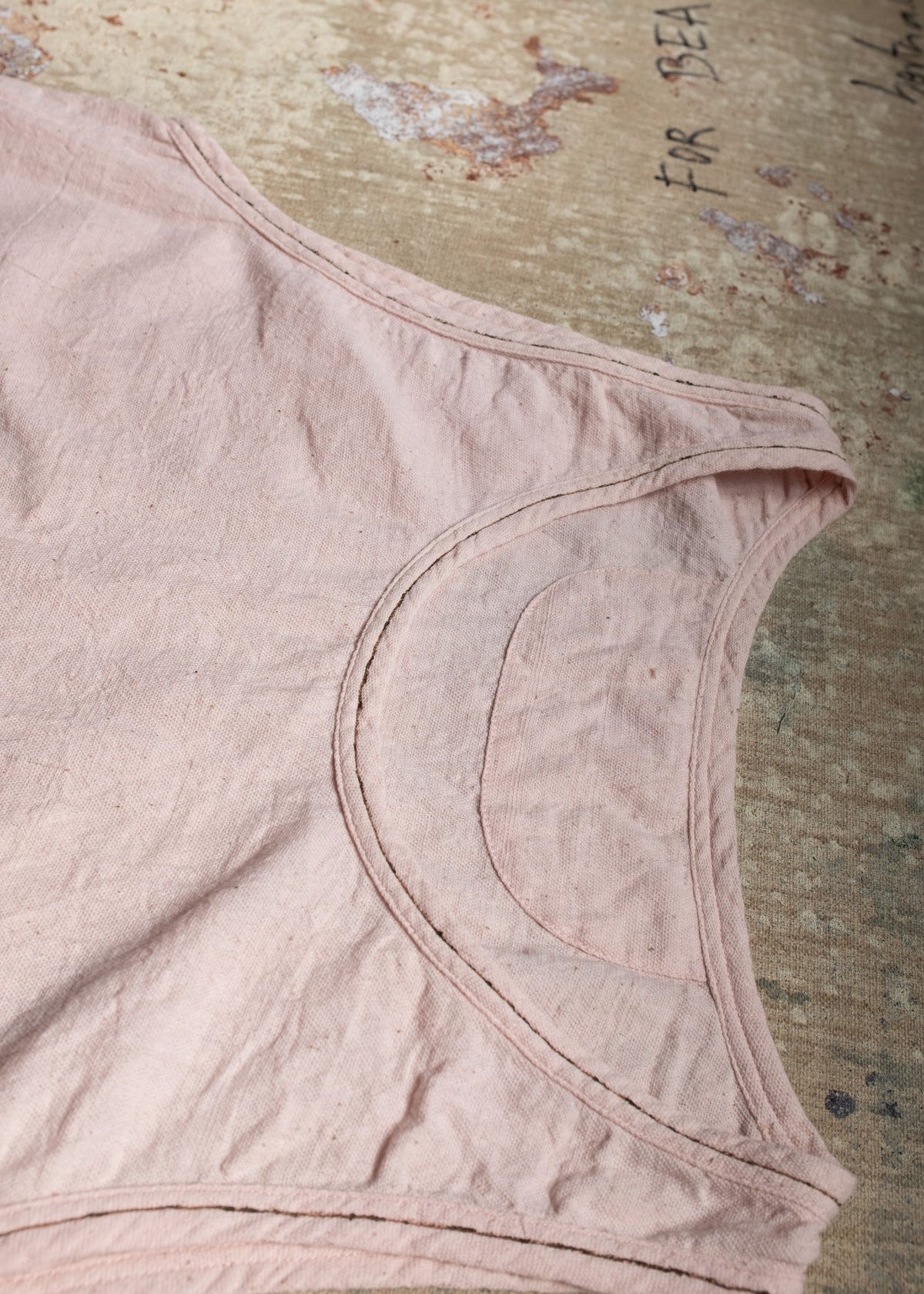 Pink Linen Sleeveless Top w Painting Detail