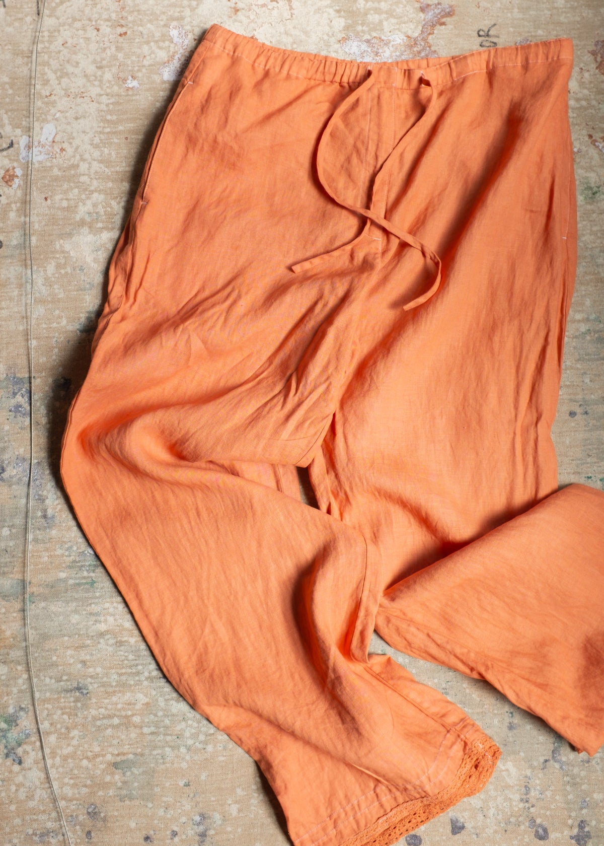 Overdyed Orange Linen Pants