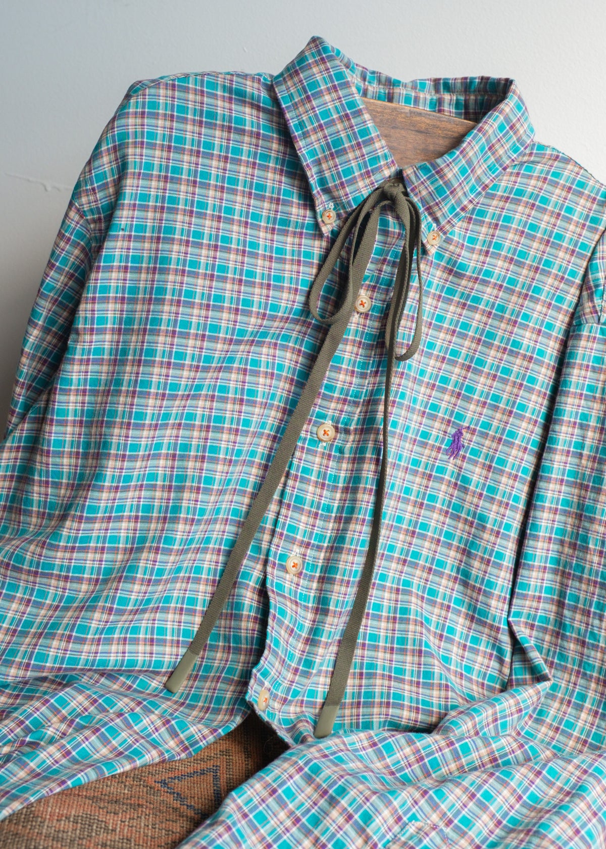 Turq LS BU w Bowtie Cropped Sleeves