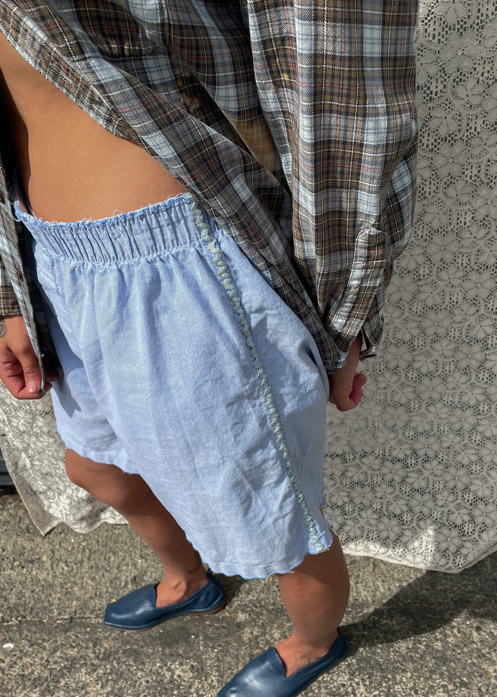 Blue Boxers w Rickrack Detail