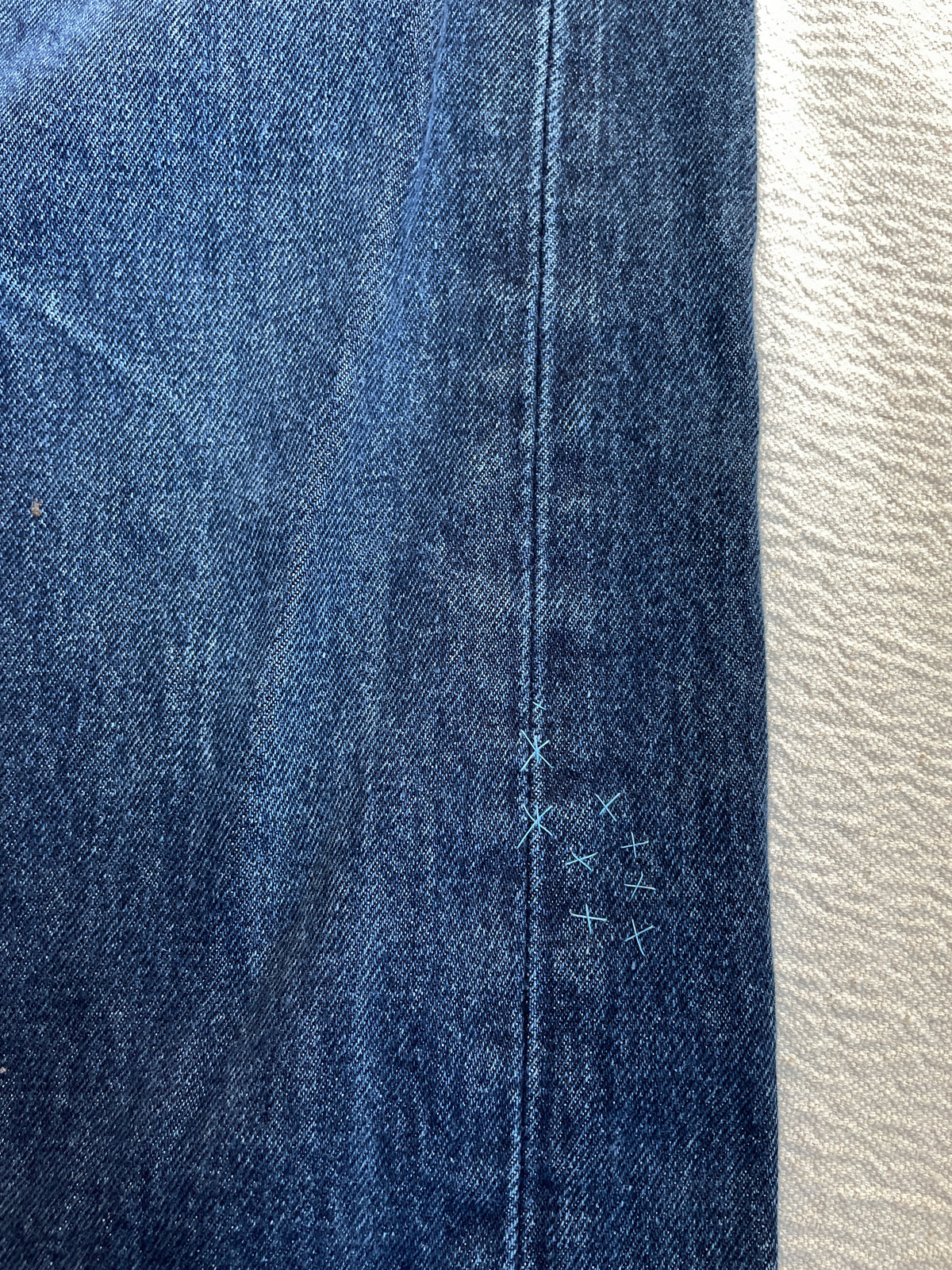 Reworked Denim w Trim/ Stitching Detail