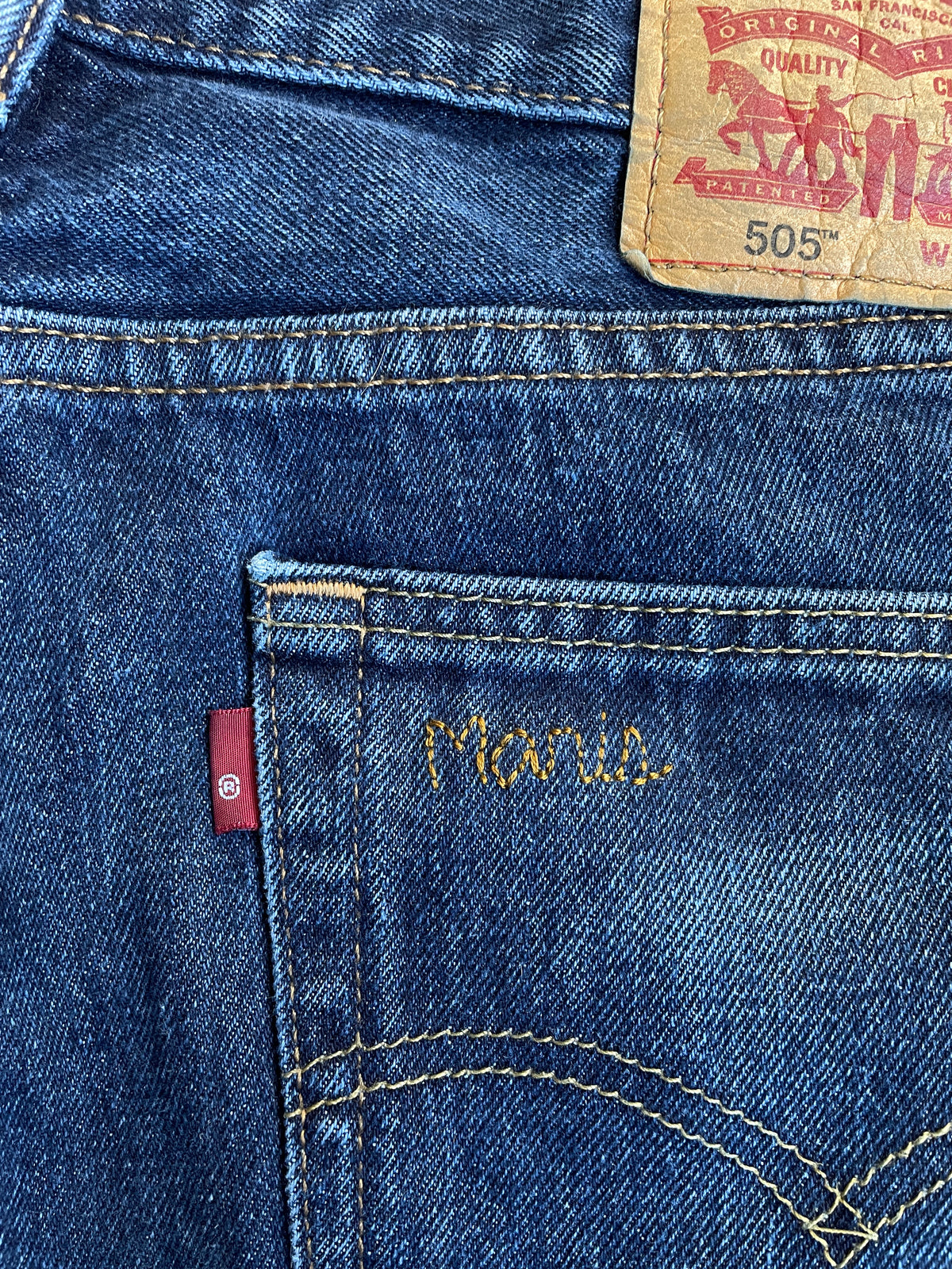 Reworked Denim w Trim/ Stitching Detail