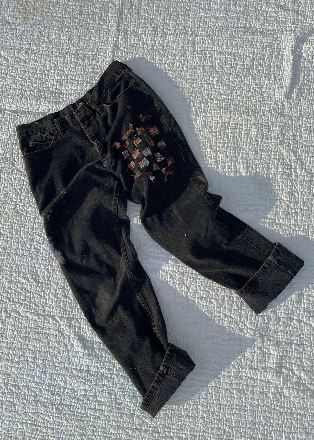 Black Denim w Woven Patch